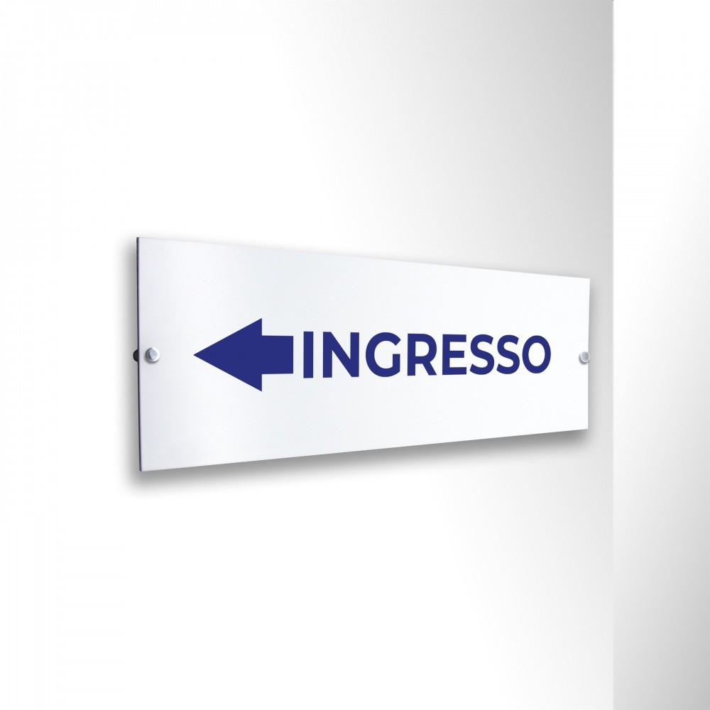 Ingresso freccia sinistra v3 in alluminio composito da parete