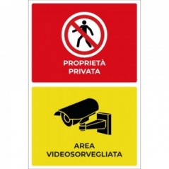 Proprietà privata area videosorvegliata v2 in alluminio composito da parete