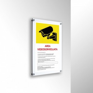 Area videosorvegliata v4 in alluminio composito da parete