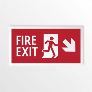 Scritta Fire exit destra basso in alluminio composito da parete