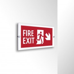 Scritta Fire exit destra basso in alluminio composito da parete