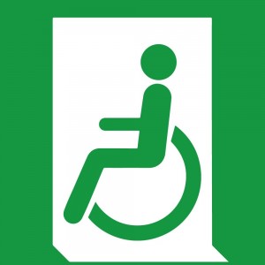 Uscita d'emergenza disabili sinistra PVC adesivo da parete - E026