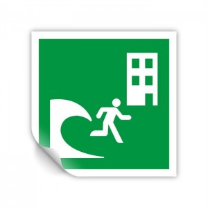 Edificio di evacuazione Tsunami PVC adesivo da parete - E063
