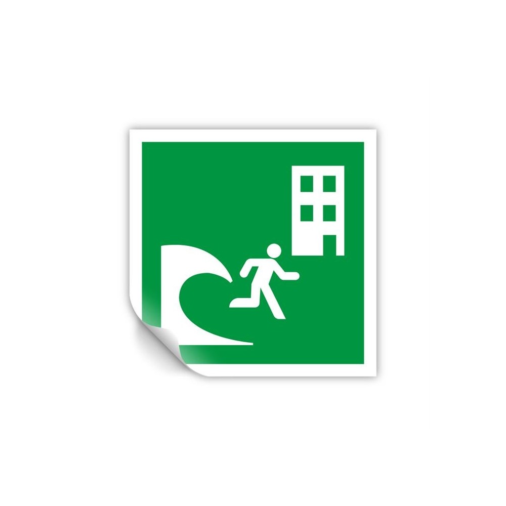 Edificio di evacuazione Tsunami PVC adesivo da parete - E063