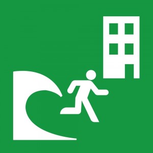 Edificio di evacuazione Tsunami PVC adesivo da parete - E063