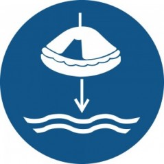 Calare in acqua la zattera di salvataggio nella procedura di lancio in mare PVC adesivo da parete - M040