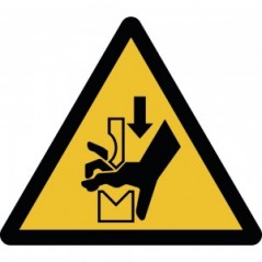 Schiacciamento della mano nell'ingranaggio di una pressa piegatrice PVC adesivo da parete - W030