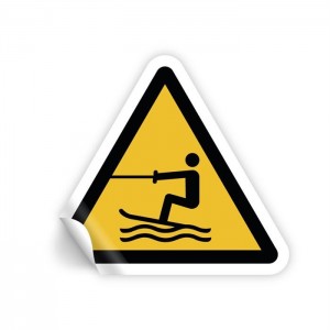 Attenzione area per attività acquatiche a traino PVC adesivo da parete - W045