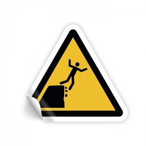 Attenzione bordo della scogliera instabile PVC adesivo da parete - W052