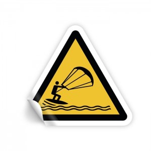Attenzione kite surfing PVC adesivo da parete - W062