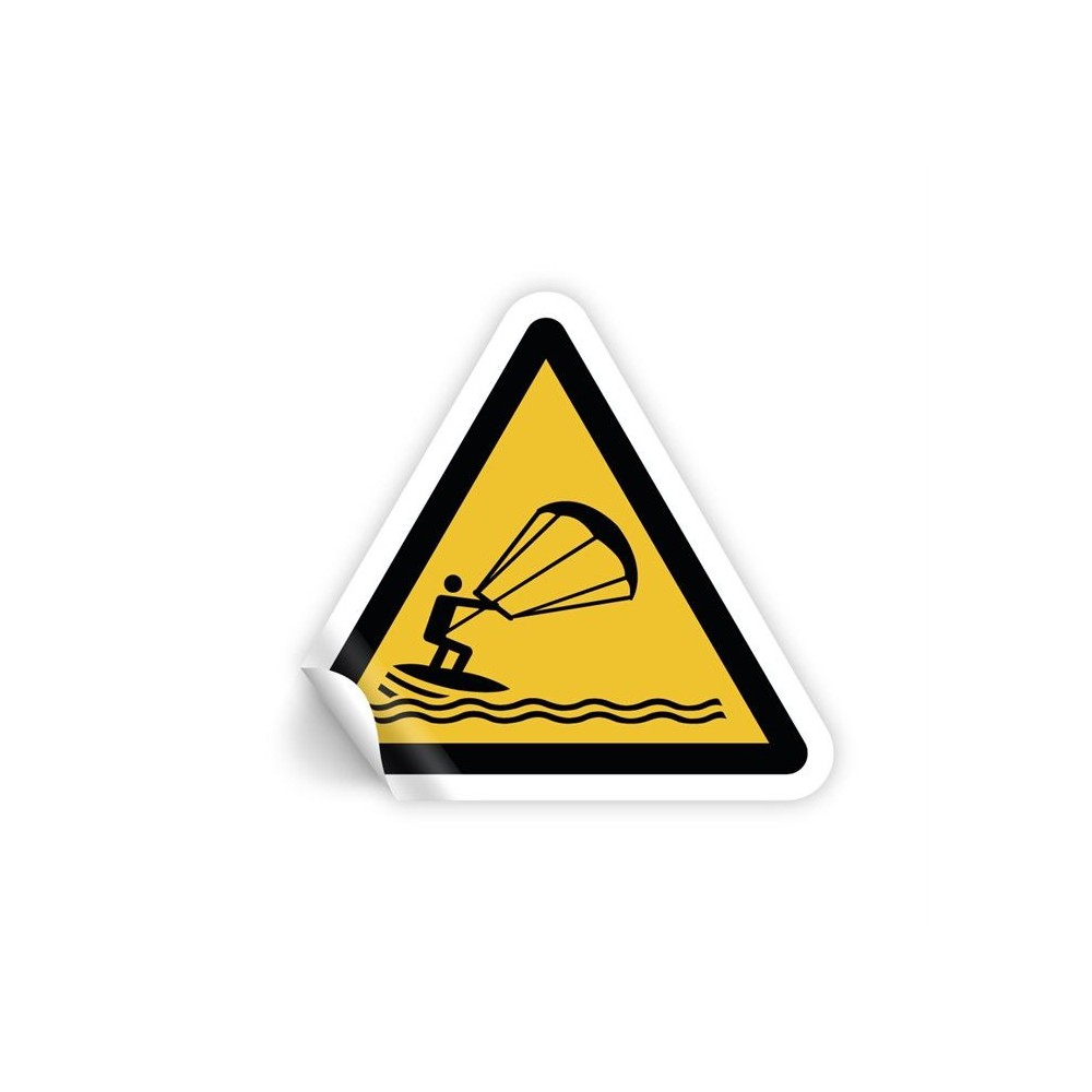 Attenzione kite surfing PVC adesivo da parete - W062