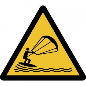 Attenzione kite surfing PVC adesivo da parete - W062