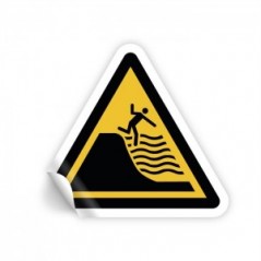 Attenzione spiaggia con improvviso dislivello PVC adesivo da parete - W066