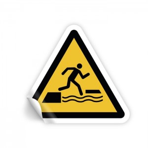 Attenzione pericolo di caduta in acqua salendo o scendendo da una superficie galleggiante PVC adesivo da parete - W068