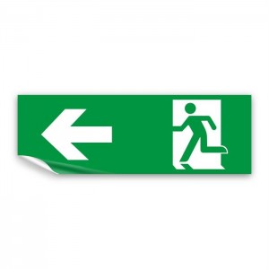 Direzionale uscita di emergenza sinistra in Pvc adesivo flessibile da parete