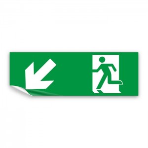Direzionale uscita di emergenza sinistra basso in Pvc adesivo flessibile da parete