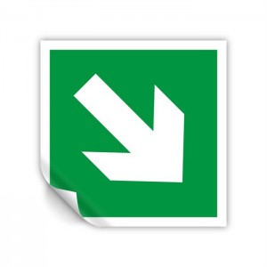 Freccia evacuazione destra basso in Pvc adesivo flessibile da parete