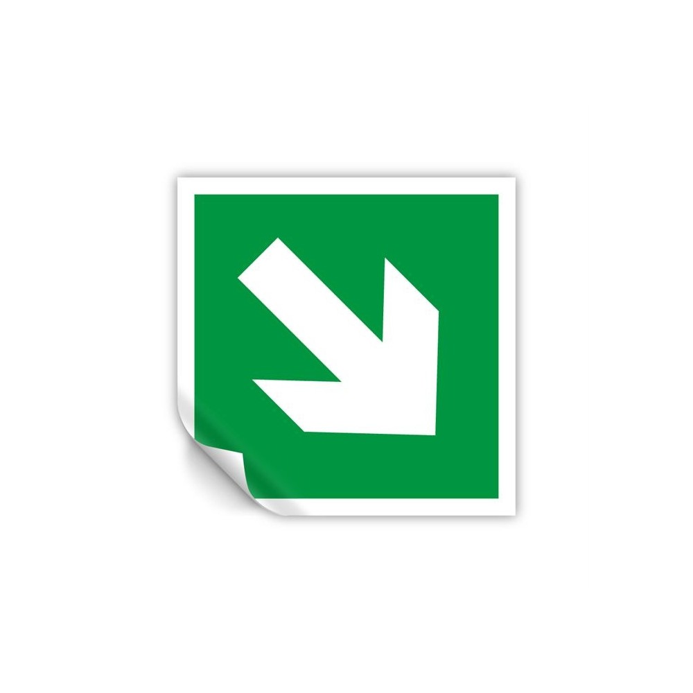 Freccia evacuazione destra basso in Pvc adesivo flessibile da parete