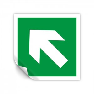 Freccia evacuazione sinistra alto in Pvc adesivo flessibile da parete