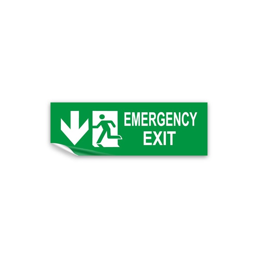 Scritta Emergency exit basso in Pvc adesivo flessibile da parete