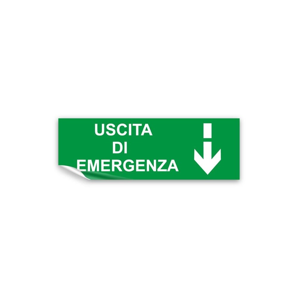 Scritta Uscita d'emergenza basso it in Pvc adesivo flessibile da parete