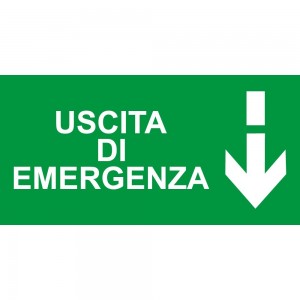 Scritta Uscita d'emergenza basso it in Pvc adesivo flessibile da parete