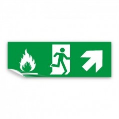 Uscita emergenza con fiamme destra alto in Pvc adesivo flessibile da parete