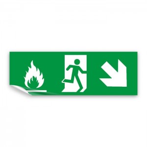 Uscita emergenza con fiamme destra basso in Pvc adesivo flessibile da parete