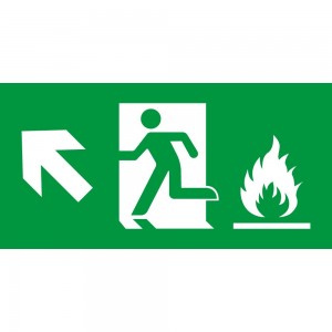 Uscita emergenza con fiamme sinistra alto in Pvc adesivo flessibile da parete