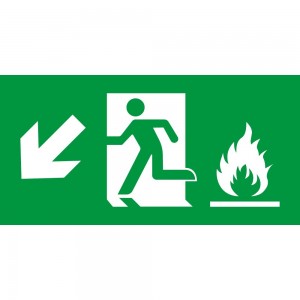 Uscita emergenza con fiamme sinistra basso in Pvc adesivo flessibile da parete