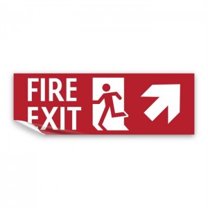 Scritta Fire exit destra alto in Pvc adesivo flessibile da parete