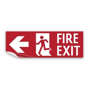 Scritta Fire exit sinistra in Pvc adesivo flessibile da parete