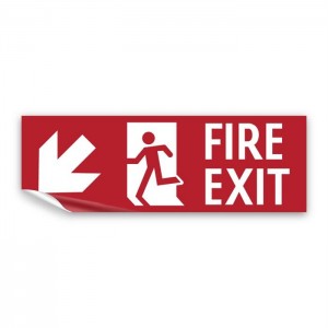 Scritta Fire exit sinistra basso in Pvc adesivo flessibile da parete