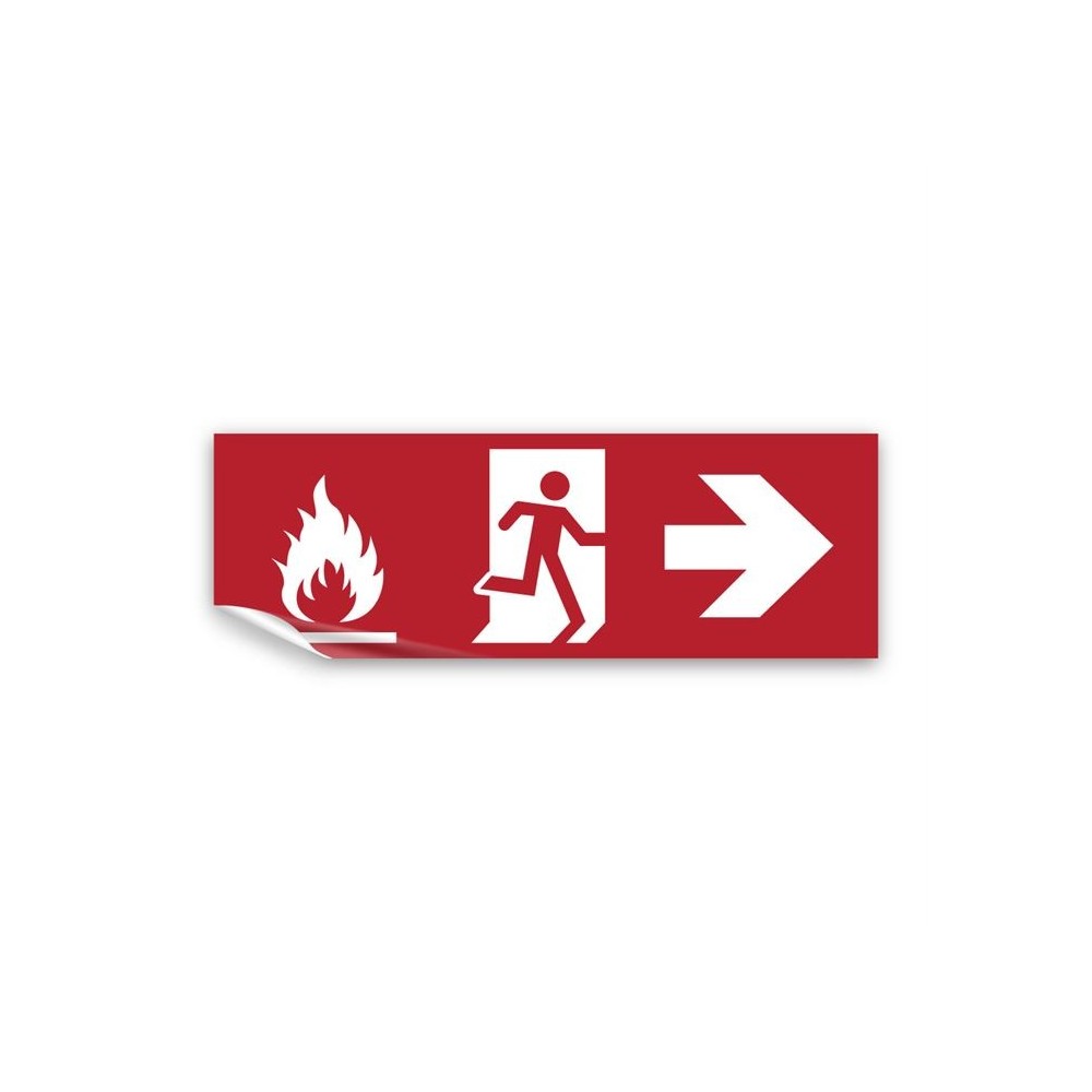 Uscita antincendio con fiamme destra in Pvc adesivo flessibile da parete