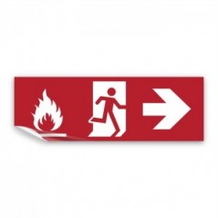 Uscita antincendio con fiamme destra in Pvc adesivo flessibile da parete