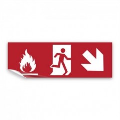 Uscita antincendio con fiamme destra basso in Pvc adesivo flessibile da parete