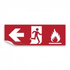 Uscita antincendio con fiamme sinistra in Pvc adesivo flessibile da parete
