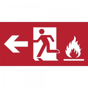 Uscita antincendio con fiamme sinistra in Pvc adesivo flessibile da parete