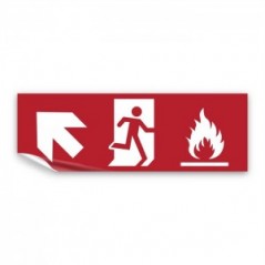 Uscita antincendio con fiamme sinistra alto in Pvc adesivo flessibile da parete