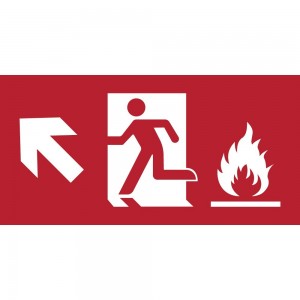 Uscita antincendio con fiamme sinistra alto in Pvc adesivo flessibile da parete
