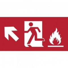 Uscita antincendio con fiamme sinistra alto in Pvc adesivo flessibile da parete