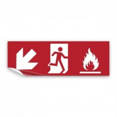 Uscita antincendio con fiamme sinistra basso in Pvc adesivo flessibile da parete
