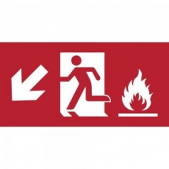 Uscita antincendio con fiamme sinistra basso in Pvc adesivo flessibile da parete
