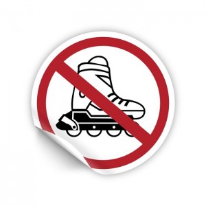 Vietato l'accesso con i pattini in Pvc adesivo flessibile da parete