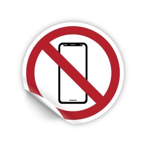 Vietato l'uso dei cellulari smartphone in Pvc adesivo flessibile da parete