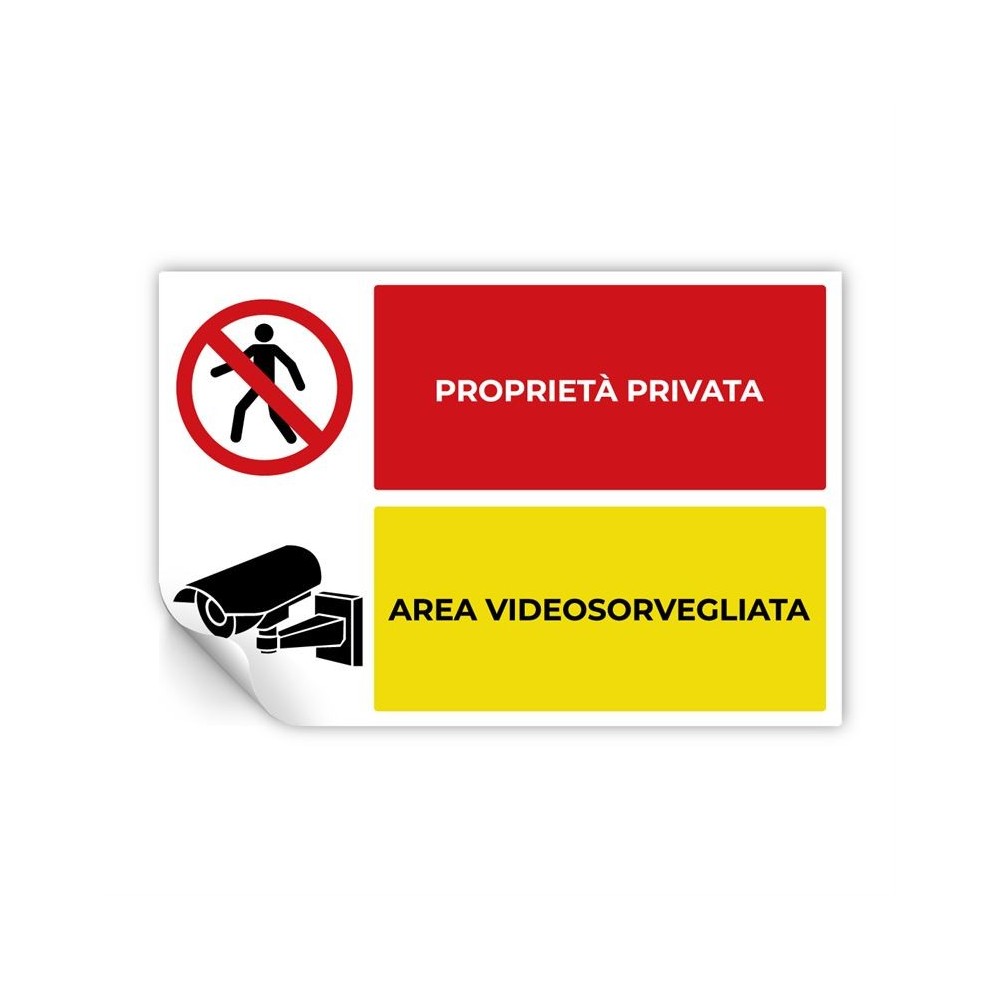 Proprietà privata area videosorvegliata v1 in Pvc adesivo flessibile da parete