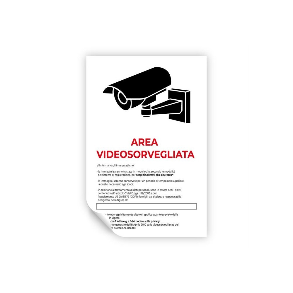 Area videosorvegliata v3 in Pvc adesivo flessibile da parete