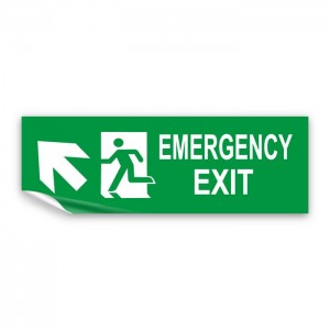 Scritta Emergency exit sinistra alto in Pvc adesivo flessibile da parete
