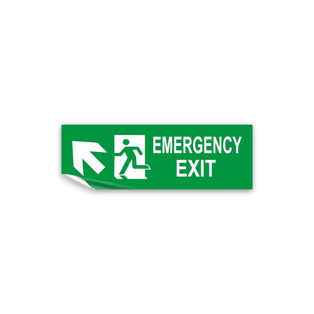 Scritta Emergency exit sinistra alto in Pvc adesivo flessibile da parete