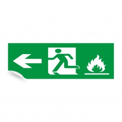 Uscita emergenza con fiamme sinistra in Pvc adesivo flessibile da parete